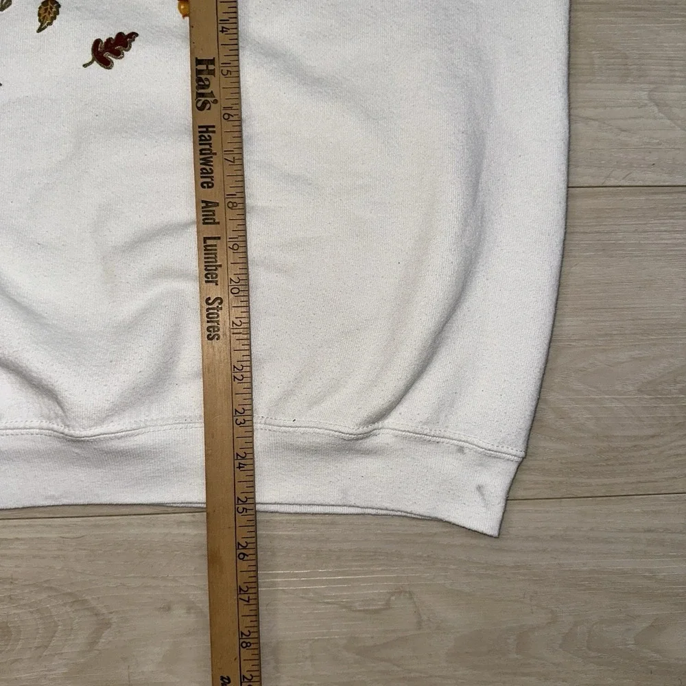 Vintage 90s‎ Fall Autumn Crewneck Sweater Size XL Leaves White Lifestyles Corn